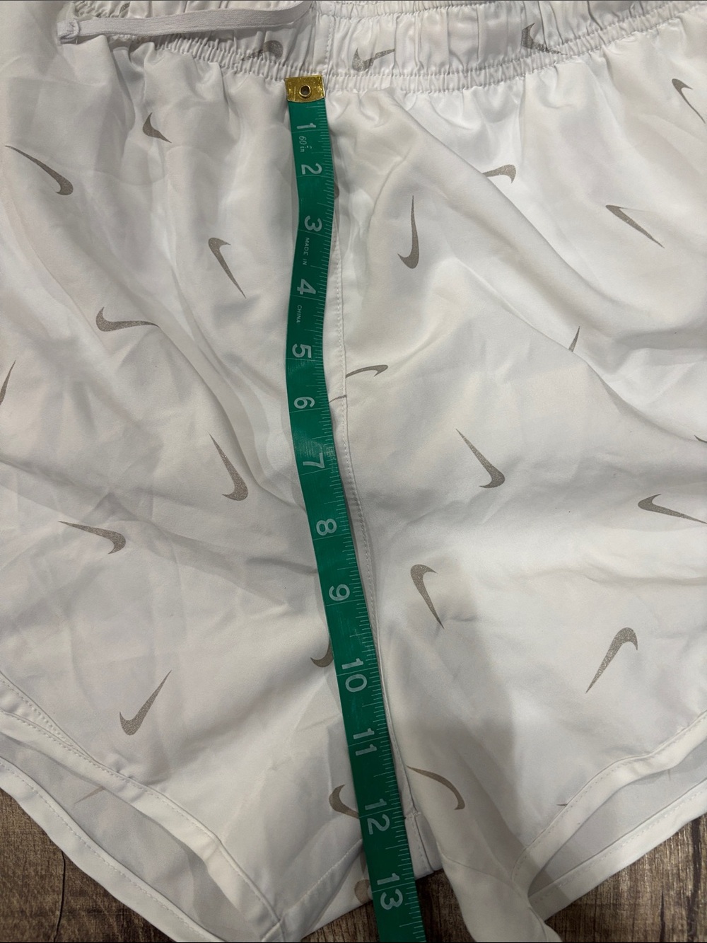 Nike White Athletic Running Shorts with Gray Swoosh Print Women’s XL - Picture 7 of 7